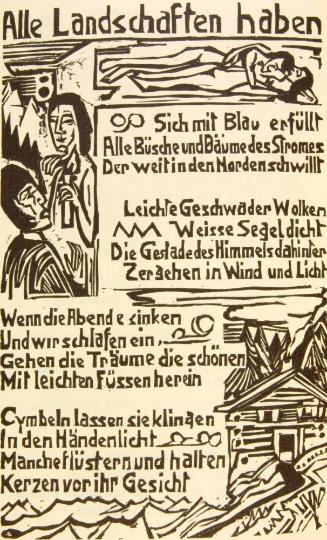 Illustration zum Gedicht „Alle Landschaften haben“ in Georg Heyms „Umbra Vitae. Nachgelassene Gedichte“ Seite 14