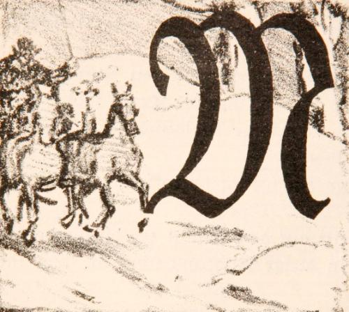 Initial M (Heimfahrt im Winter) zum 1. Kapitel