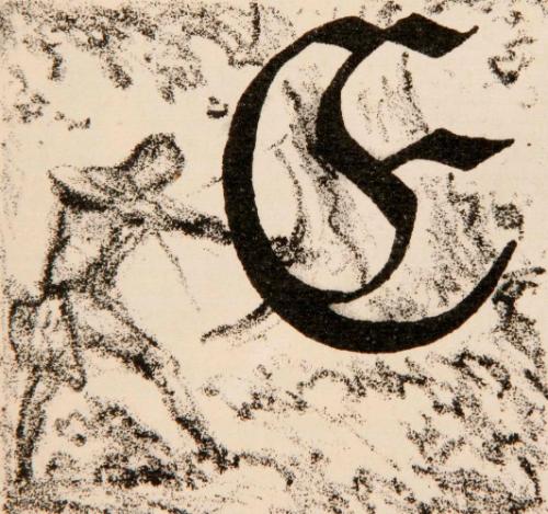 Initial E (Unkas erlegt den Hirsch) zum 4. Kapitel