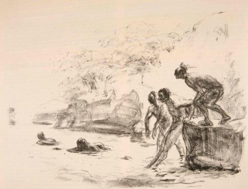 Indianer schwimmen zum Kampfplatz