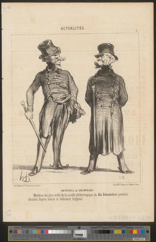 Ratapoil et Casmajou. Membres les plus actifs de la société philantropique du dix Décembre: portraits dessinés d'après nature et réellement frappans.