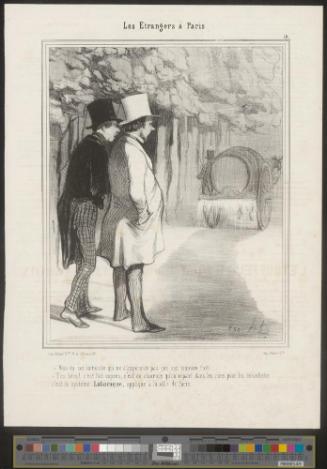 Vois-tu cet imbécile qui ne s'apperçoit pas que son tonneau fuit..... - T'es bête! c'est fait exprès, c'est du chlorure qu'on répand dans les rues pour les désinfecter..... c'est le système Labaraque, appliqué à la ville de Paris.