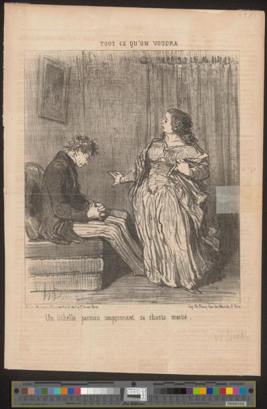 Un Othello parisien soupçonnant sa chaste moitié.