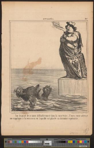 Sur le point de se noyer définitivement dans la mer Noire, l'ours russe adresse une supplique à la PUISSANCE en laquelle est placée sa dernière espérance.