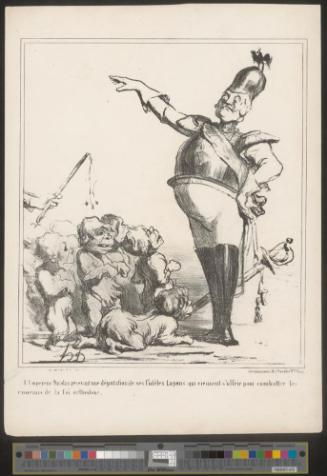 L'Empereur Nicolas recevant une députation de ses fidèles Lapons qui viennent s'offrir pour combattre les ennemis de la foi orthodoxe