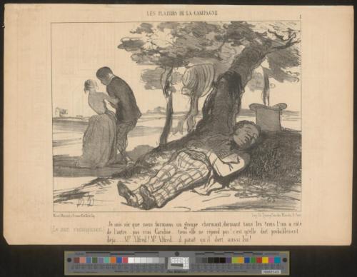 (Le mari s'assoupissant.) Je suis sûr que nous formons un groupe charmant, dormant tous les trois l'un à côté de l'autre... pas vrai Caroline... tiens elle ne répond pas! c'est qu'elle dort probablement déjà... Mr. Alfred! Mr. Alfred... il paraît qu'il dort, aussi lui!