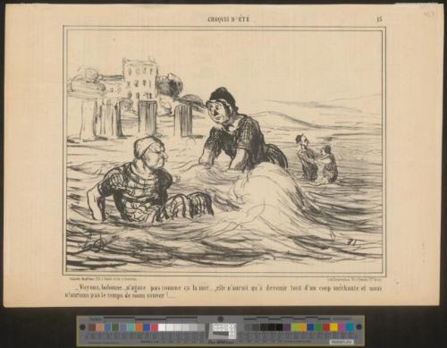 Voyons, bobonne..., n'agace pas comme ça la mer...., elle n'aurait qu'à devenir tout d'un coup méchante et nous n'aurions pas le temps de nous sauver!....