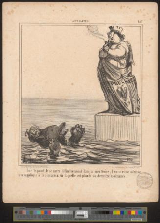 Sur le point de se noyer définitivement dans la mer Noire, l'ours russe adresse une supplique à la PUISSANCE en laquelle est placée sa dernière espérance.