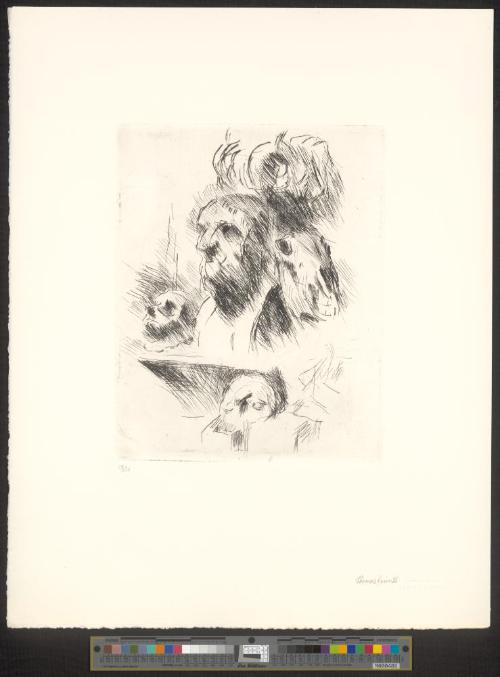 Bust of sophocles with animal skull