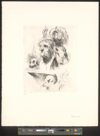Bust of sophocles with animal skull