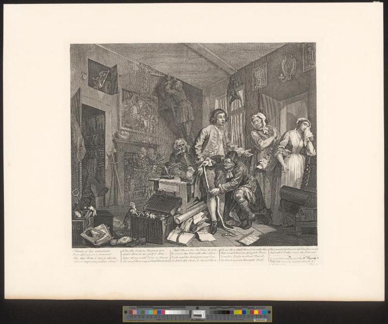 The young heir takes possession of the miser's effects