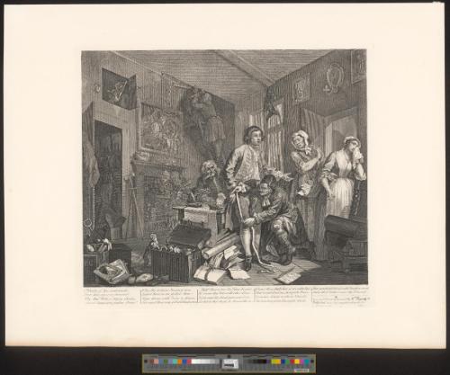 The young heir takes possession of the miser's effects