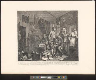 The young heir takes possession of the miser's effects